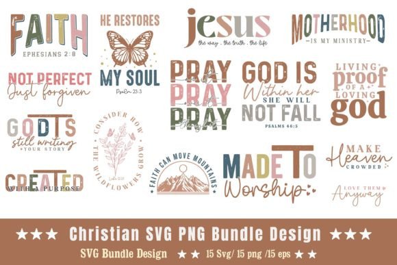 Christian Quote SVG PNG Bundle Design for Graphics and Crafts
