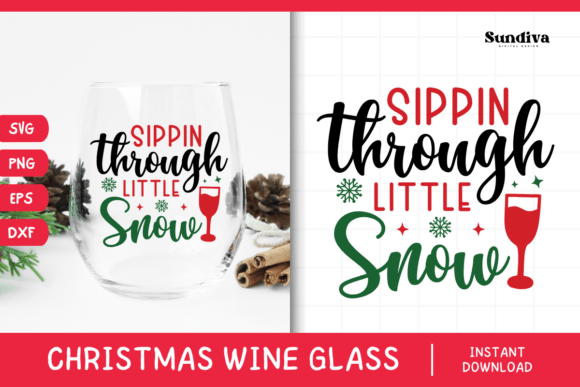 Christmas Wine Glass Quote SVG 4 for Graphics and Crafts