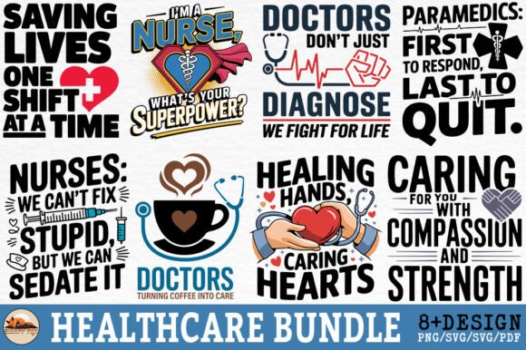 Healthcare Nursing Doctor Quotes Bundle Graphics and Crafts